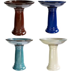 Birdbath Glazed Asst Colors