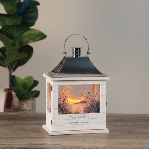 Lantern Wooden Slat Amazing Grace