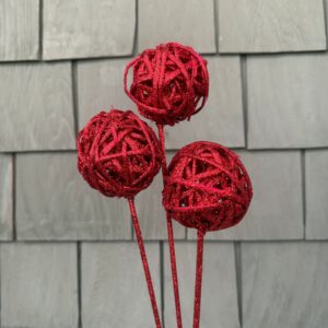 Decorative Sticks Red Kamboi Balls
